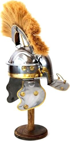 خوذة سنتوريون الرومانية في العصور الوسطى مع شعار ريش أسود، كروم، 17.5 بوصة in Kuwait