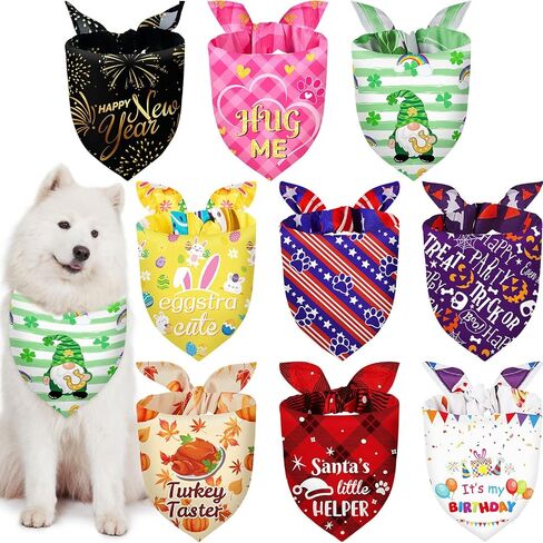 Weewooday 9 Pcs Holiday Dog Bandanas Adjustable Washable Pet Scarves in Saudi Arabia