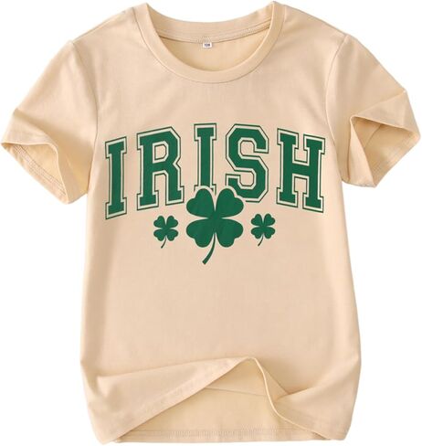Boys Girls St Patricks Day Shirt Toddler Kids Irish Shamrock Clover Lucky T-Shirt Short Sleeve Tee Top 2-10 Years in Kuwait