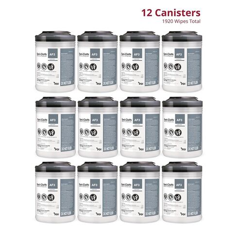Sani-Cloth AF3 Wipes, Large, Case, 12 Canisters, 1920 Wipes, Canister, 6" x 6.75" in Kuwait