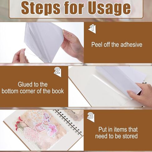 10 Pcs Clear Adhesive Pockets, 6 x 6 Inch Self-Adhesive Corner Pockets Sticky Pockets Add Storage Space for Planners, Notebooks, Folders, Index Cards, Office in Saudi Arabia