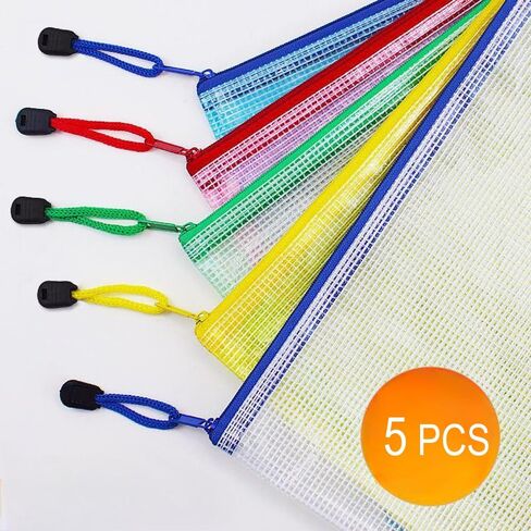 5 Pcs Waterproof Zip File Pouches for Organizing - Document Bags with Zipper (B5 Size 11.62x7.96in) in Saudi Arabia