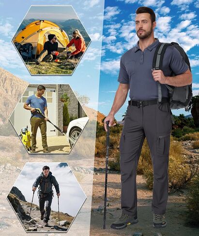 Mens Hiking Pants Waterproof Cargo Work Pants Lightweight Nylon Quick Dry Outdoor Travel Pants 6 Pockets in Saudi Arabia