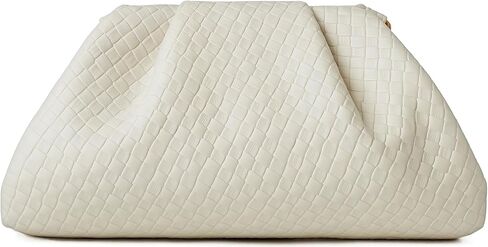 حقيبة سهرة نسائية منسوجة ومحفظة بمقبض زلابية وسلسلة قابلة للفصل عبر الجسم in Kuwait