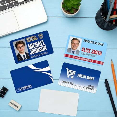 500 حزمة من بطاقات الهوية البلاستيكية الفارغة CR80 30 مل بطاقة بلاستيكية بيضاء لطابعات شارات هوية الصور للاستخدام الشخصي والطباعة المباشرة المتوافقة مع التصميمات المخصصة in Saudi Arabia