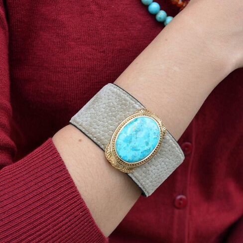 Barse Jewelry سوار ذهبي من المخمل باللون الفيروزي الأزرق in Saudi Arabia