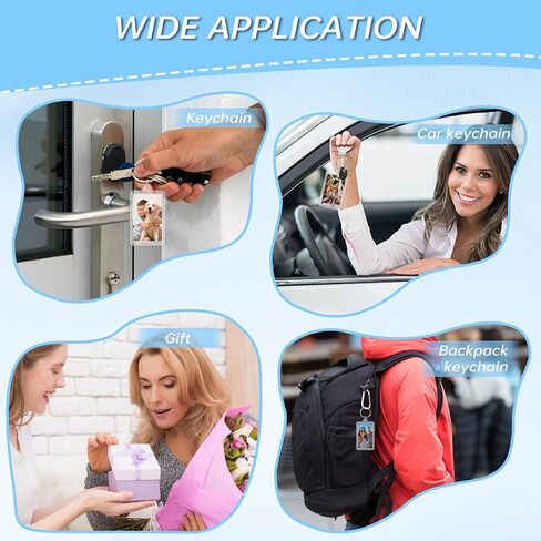 سلسلة مفاتيح للصور مقاس 1.8 × 1.1 بوصة، حلقة مفاتيح إطار صورة فارغة من الأكريليك الشفاف من أجل هدية مخصصة للحرف اليدوية (6 عبوات) in Kuwait