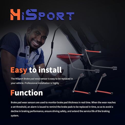 مستشعر ارتداء وسادة الفرامل HiSport للعجلة الأمامية والخلفية 7L0907637C & 7L0907637 متوافق مع Audi Q7 2007-2010 وPorsche Cayenne 2007-2010 وVolkswagen Touareg 2004-2008 in Saudi Arabia