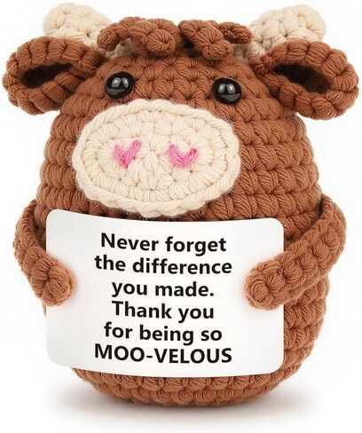 هدايا سيدة رئيسة للنساء، هدايا رئيسة للنساء، هدية للرؤساء الإناث والرجال الذكور، شكرًا لك هدية للمدير المشرف على الرؤساء من عيد ميلاد الموظف، بقرة المرتفعات المصنوعة يدويًا من الكروشيه in Kuwait