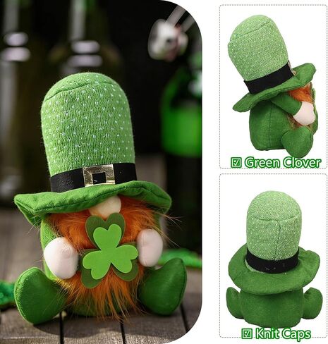 St Patricks Day Decorations Gnomes Plush St. Patrick's Decor Decoration Gifts Green Irish Elf Tomte Gnome Ornaments Accessories for Home Table in Kuwait