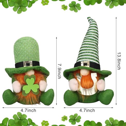 St Patricks Day Decorations Gnomes Plush St. Patrick's Decor Decoration Gifts Green Irish Elf Tomte Gnome Ornaments Accessories for Home Table in Kuwait
