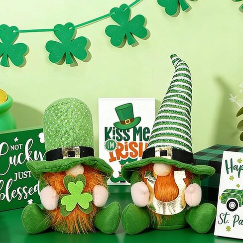 St Patricks Day Decorations Gnomes Plush St. Patrick's Decor Decoration Gifts Green Irish Elf Tomte Gnome Ornaments Accessories for Home Table in Kuwait