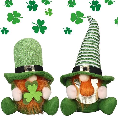 St Patricks Day Decorations Gnomes Plush St. Patrick's Decor Decoration Gifts Green Irish Elf Tomte Gnome Ornaments Accessories for Home Table in Kuwait