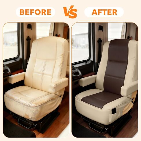 عبوتان من أغطية مقاعد RV لكراسي الكابتن: واقيات مقاعد المنزل المتنقل من الجلد الصناعي مع أغطية مسند للذراعين - قابلة للتنفس ومقاومة للماء - لسيارة مقطورة التخييم من الفئة أ تحمي من انسكابات الأوساخ والتآكل in Kuwait