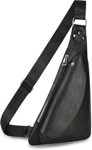 Leather Sling Crossbody Bag for Men Anti Theft Lightweight Chest Pack Genuine Leather for Outdoor Business and Travel in Saudi Arabia
