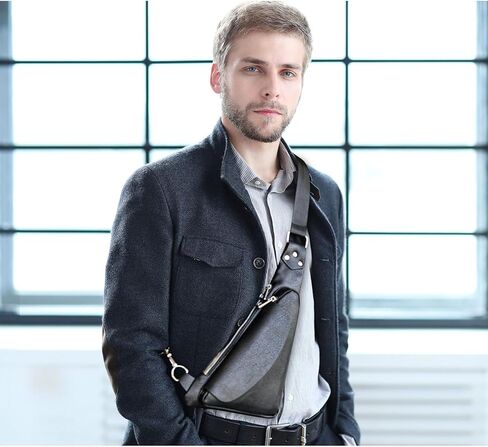 Leather Sling Crossbody Bag for Men Anti Theft Lightweight Chest Pack Genuine Leather for Outdoor Business and Travel in Saudi Arabia