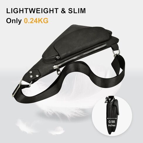 Leather Sling Crossbody Bag for Men Anti Theft Lightweight Chest Pack Genuine Leather for Outdoor Business and Travel in Saudi Arabia