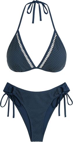 ZAFUL المرأة الرسن بيكيني مجموعة الكروشيه المثلث قطعتين ثوب السباحة الجانب التعادل ملابس السباحة in Kuwait