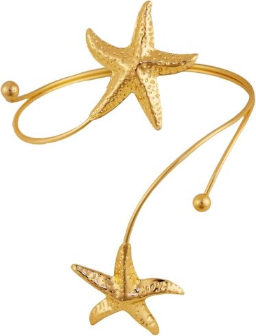 سوار ذراع على شكل زهرة ذهبية على شكل نجم البحر والقمر للنساء، سوار على شكل بوهيمي للذراع العلوي، هدية مجوهرات للشاطئ والمهرجانات الصيفية in Kuwait