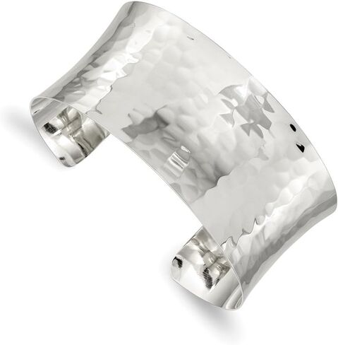 925 Sterling Silver 30mm Hammered Cuff Bangle Bracelet in Saudi Arabia