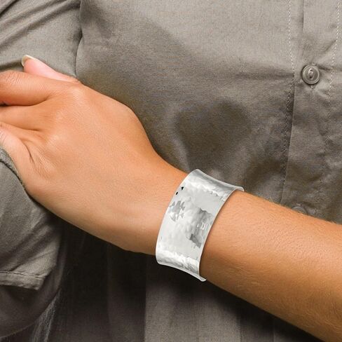 925 Sterling Silver 30mm Hammered Cuff Bangle Bracelet in Saudi Arabia