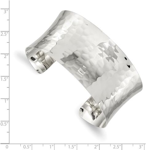 925 Sterling Silver 30mm Hammered Cuff Bangle Bracelet in Saudi Arabia