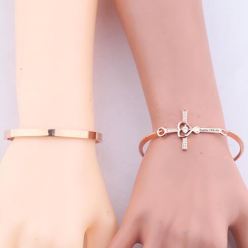 LQRI Christian Jewelry Psalms 139:14 You Are Fearfully Wonderfully Made Cuff Bangle Set Religious Jewelry Bible Verse Gift in Saudi Arabia