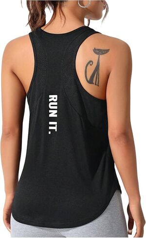 SweatyRocks Women's Racerback Workout Tank Top Letter Graphic Sleeveless Sports Gym Shirt Top in Saudi Arabia