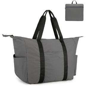 حقيبة دفل قابلة للطي سعة 50 لتر، حقيبة سفر خفيفة الوزن ومقاومة للتمزق للرجال والنساء، رمادي in Kuwait