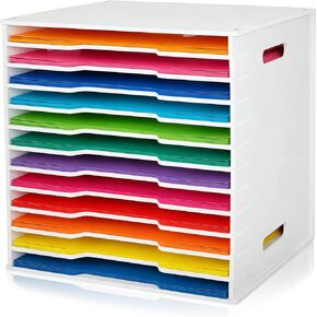 Scrapbook Paper Organizer Storage for 12" x 12" Paper, 12-Slot File Sorter Cabinet Document Holder Desktop Scrapbook Paper Storage Rack for Scrapbooking, Craft Room, Home Office or School in Kuwait