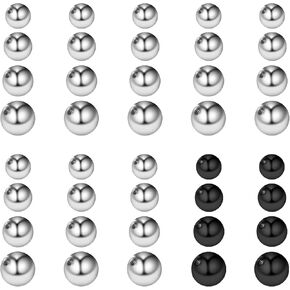 40PCS 16G Piercing Balls, 3/4/5/6mm Internal thread Septum Balls, Stainless Steel Piercing Ball, for Piercing Jewelry Tongue, Nipple, Navel, Nose (Black, Silver, 4 sizes) in Kuwait