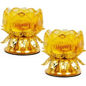 قطعتان من حامل شموع اللوتس، شمعدان ذهبي للطاولة المركزية لتزيين حفلات الزفاف، مصابيح زيت دياس الهندية لسمن ديوالي بوجا، ديكور منزلي لمعبد بوذا in Kuwait