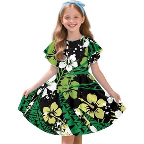 فساتين ساموا البولينيزية للفتيات فستان صيفي غير رسمي للحفلات على شكل حرف a ميدي فستان متزلج للأطفال من 3 إلى 14T ملابس مدرسية للأطفال in Kuwait