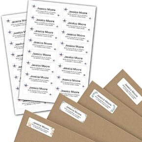 ملصقات عنوان الإرجاع الشخصية - ملصقات الاسم والعناوين المخصصة بتصميمك الخاص أو عملك الفني، ملصقات بريدية مقاومة للماء للأظرف والحزم والهدايا (50-1000 ملصق) in Kuwait