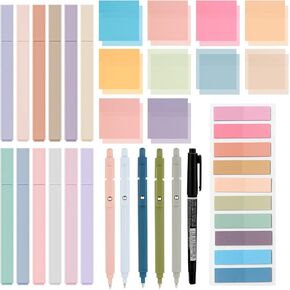 مجموعة تعليقات توضيحية مكونة من 38 قطعة مع أقلام تحديد جمالية وأقلام هلامية وملاحظات لاصقة وعلامات تبويب ورأس مزدوج وأقلام حبر سريعة الجفاف لوضع علامات على الكتب والاستخدام المكتبي in Kuwait