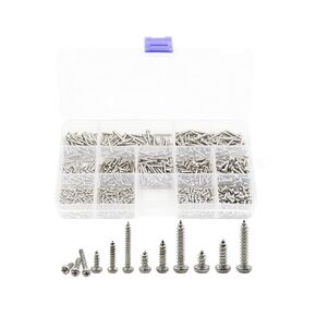 LBY 800pcs M1.7 M2 M2.3 Pan Head Self-Tapping Sheetmetal Screw Assortment Kit, 8 Sizes, Carbon Steel (Silver) in Kuwait