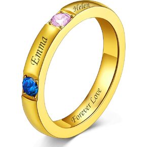 Custom4U جوهرة خواتم مخصصة 1-3 أحجار اسم الجدة الأم خواتم الفضة الاسترليني / الفولاذ المقاوم للصدأ حجم 5-11 خواتم الوعد الشخصية للنساء لها in Kuwait