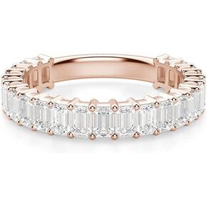 3.0 TCW Emerald Cut Eternity Moissanite Wedding Band for Women Engagement Bridal Ring Silver Solid White/Yellow/Rose Gold Vintage Matching Stackable Anniversary Bands Gifts in Kuwait