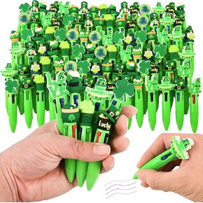 LiYiQ 25 Pcs St Patrick's Day Multicolor Pen in One Cartoon Cute Fun 4-in-1 Cute Pens Bulk Kawaii Top Hat Clover Shamrock Leather Boots Gnome Beer Shape Ballpoint Pens for Fun Gifts in Saudi Arabia