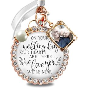 Gutsy Goodness Wedding Bouquet Photo Charm Rose Gold Memorial Bridal Picture Frame On Your Day | Custom Gift For Bride to Honor Loved Ones, Message Card, Something Blue, Personalized Floral Jewelry in Kuwait