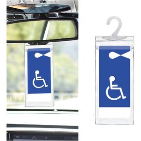 2PCS Car Handicap Placard Holder, Transparent Auto Disabled Permit Parking Protective Cover with Large Hanger, Vehicle Disability Handicapped Parking Sign Holder, Universal Fit in Kuwait