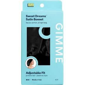 قبعة نوم من الساتان من GIMME Beauty Sweet Dreams للشعر المتوسط ​​- أسود، عدد 1 in Kuwait