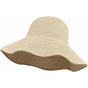 قبعة شمسية نسائية ذات حافة واسعة من القش، قبعة شاطئ قابلة للطي وقابلة للطي مع حزام ذقن مقاوم للرياح، قابلة للتعديل in Kuwait