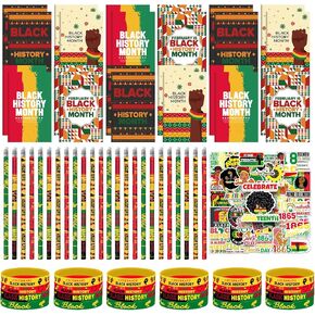 122 قطعة من هدايا الحفلات لشهر التاريخ الأسود، دفاتر الملاحظات السائبة، أقلام الرصاص من السيليكون، ملصقات لشهر التاريخ الأسود، لوازم يوم الحرية الأمريكية الأفريقية in Kuwait