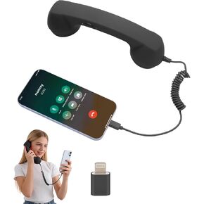 Retro Phone Handset, 2026 New Retro Style Type-C Phone Handset,Vintage Wired Plug in Handheld Cell Phone Receiver with Microphone, Suitable for Cell Mobile Video Conferences,Calls,Meetings (Black) in Kuwait