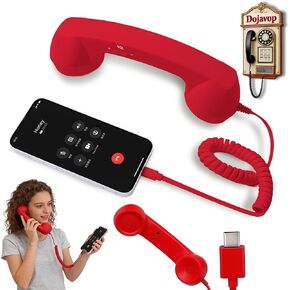 Retro Phone Handset Home Decor Aesthetic for iPhone Landline Rotary Phone for Home Pop Corded Telephone Handset for Cell Phones Connect to House Old School Vintage Telephone Receiver (Black) in Kuwait