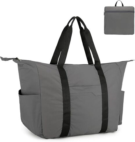 حقيبة دفل قابلة للطي سعة 50 لتر، حقيبة سفر خفيفة الوزن ومقاومة للتمزق للرجال والنساء، رمادي in Kuwait