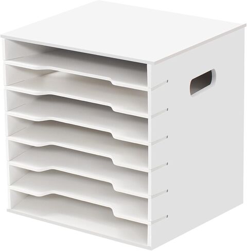 تخزين منظم ورق القصاصات مقاس 12 × 13 بوصة، منظم ملفات من 7 طبقات للمكتب، صواني تخزين ورق القصاصات القابلة للتكديس، منظمات مكتب المكتب، صينية رسائل قابلة للتكديس للمنزل والمكتب والمدرسة in Kuwait