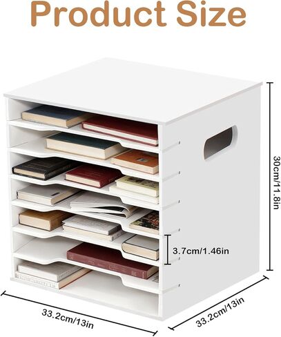تخزين منظم ورق القصاصات مقاس 12 × 13 بوصة، منظم ملفات من 7 طبقات للمكتب، صواني تخزين ورق القصاصات القابلة للتكديس، منظمات مكتب المكتب، صينية رسائل قابلة للتكديس للمنزل والمكتب والمدرسة in Kuwait
