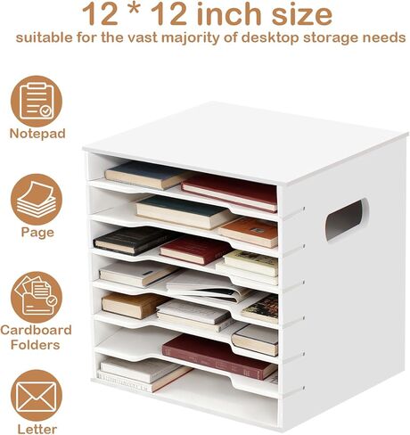 تخزين منظم ورق القصاصات مقاس 12 × 13 بوصة، منظم ملفات من 7 طبقات للمكتب، صواني تخزين ورق القصاصات القابلة للتكديس، منظمات مكتب المكتب، صينية رسائل قابلة للتكديس للمنزل والمكتب والمدرسة in Kuwait